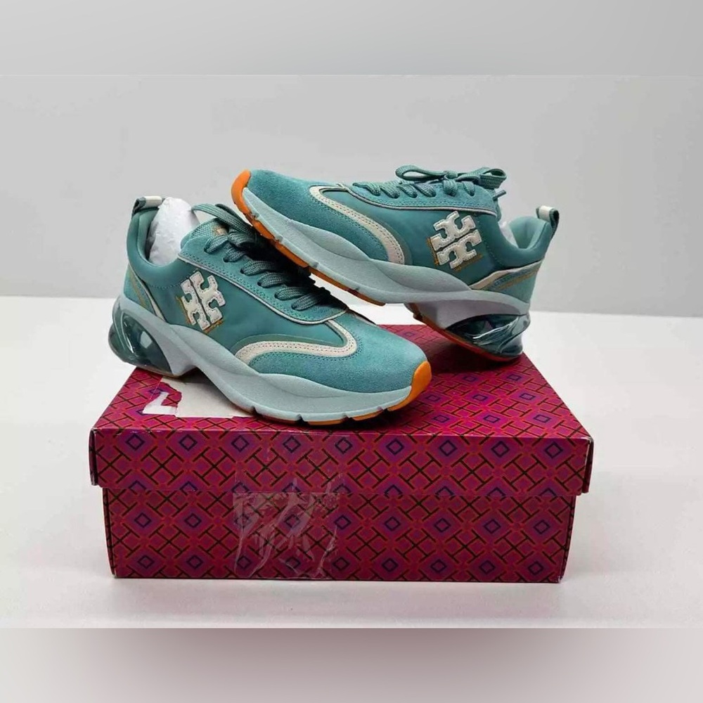 Tory Burch Good Luck Bubble Trainer Sneaker Brisk Blue/New Ivory Size 8